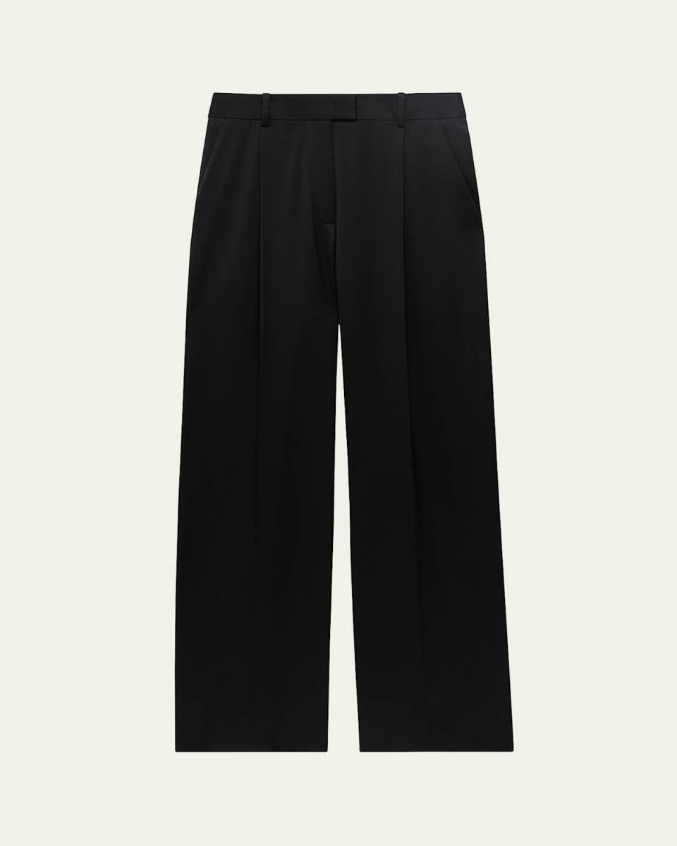 Pleated Wide-Leg Wool Pants